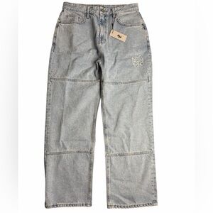Seoul Projects Baggy Panel Denim Jeans 32x28 Light Wash NWT